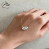 1-2CT Pear Cut Moissanite/Zircon Pendant Necklace S925 Silver East West Solitaire Water Drop Diamond Neck Chain for Women Jewelry
