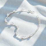 Moissanite Curve Wave Bracelet Adjustable Chain Chic Women’s Jewelry Subtle Sparkle Minimal Design Everyday Wear