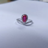 Crown Ring 5X8mm Pear Lab Grown Ruby Sapphire Zambian Padparadscha 925 Silver Ring for Women Man Engagement Christmas Party Gift
