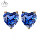 Heart Shaped Stud Earrings Lab Grown Gemstones Ruby Sapphire Emerald S925 Sterling Silver GRA Certificate Charms Birthday Gift