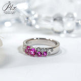 Ring Flower Bud Shape Lab Grown Pink Sapphire 10K 14K 925 Sterling Silver Wedding Band jewelry for Woman Men Romantic Charms