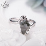 Engagement Ring Salt and Pepper Moissanite Diamond Pear Cut 925 Sterling Silver Plated with 18k Gold Wedding Jewelry Vintage