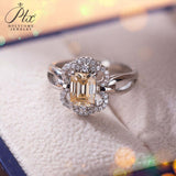Butterfly Emerald Cut Moissanite Double Band Ring Women Only Gifts For Festivals And Anniversaries
