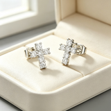 Men's Hip Hop Cross Earrings 925 Sterling Silver Low Allergy VVS1 GRA Certified Moissanite Iced Out Stud Earrings Luxury Ear Jewelry for Men Women Gift Ready Daily Wearable
