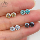 Classical Style 4 Claws Setting Round Brilliant Cut Moissanite Ear Studs D Color Moissanite Ear Jewelry