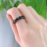925 Sterling Silver Ring Moissanite Stone Round Shape Black Color Fine Jewelry Hypoallergenic Customized Style Top Quality Charm