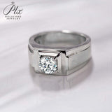 Sterling Silver Round Moissanite Ring for Men Only Gifts For Festivals And Anniversaries