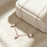 Tri-Pear Necklace with 3CT D Color Pear-shaped Moissanite S925 Plated White Yellow Rose Gold Chain Engagement Chrisrmas Daily