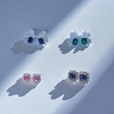 Moissanite Multi-diamond Colored Gemstone Earrings Emerald or Sugar Tower Design Ruby Sapphire Colombia Padparadscha Favorite