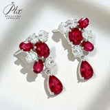 925 Sterling Silver Earrings Pear Cut Lab Grown Ruby Moissanite Earrings Unique Fine Jewelry For Women Men Party Gifts Charms