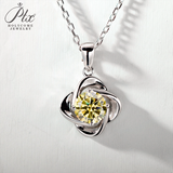 Moissanite Diamond 6.5mm 1CT Necklace For Womens Solitaire Pendant 925 Silver Chains D White  Jewelry Customized Gift