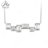 Moissanite Necklace with3CT D Color Asscher/Emerald Cut Moissanite S925Plated White Yellow Rose Gold Chain Engagement Daily Gift