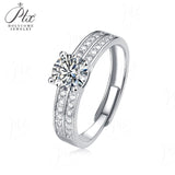 Round Moissanite Double Pavé Band Ring Women Only Gifts For Festivals And Anniversaries