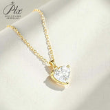Love Heart Necklace with1/2/3CT D Color Moissanite S925 Plated White Yellow Rose Gold Chain for Woman Engagement Chrisrmas Charm