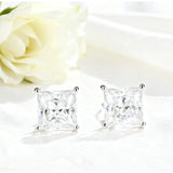 Earrings 1/3/6CT D Color Asscher Cut Moissanite 10k 14k 18k 925 Silver Plated Gold Ear Stud for Woman Engagement Daily Jewely