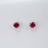 Round Colored Gemstones Earrings with Ruby Sapphire Colombia Padparadscha Paraiba S925 Four-claw Six-claw Design Fishion Gift