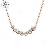 Seven-Round Bezel-Set Necklace with D Color Round Moissanite S925 Plated White Yellow Rose Gold Chain Engagement Chrisrmas Daily