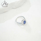 Flower Ring with 1.7-2.5CT Oval Lab Grown Ruby Sapphire Colombian Padparadscha 925 Silver Women Engagement Christmas Party Gift