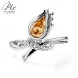 Pear Cut Champagne Floral Vine Moissanite Engagement Ring Women Only Gifts For Festivals And Anniversaries