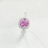 Gemstones Ring Round Shape Lab Grown Sapphire Padparadscha 925 Silver Proposal Wedding Band Hypoallergenic Anniversary Gift