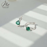 Chubby Triangle Colored Gemstone Earrings with 1.6-2CT Ruby Sapphire Colombia for Women's Gentle Fashionable Jewerly Ear Studs