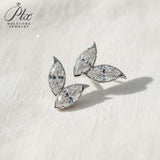 Double Clover Earrings with 2CT D Color Marquise Cut Moissanite 925 Silver Plated White Yellow Gold Ear Stud Fashion Daily Jewely