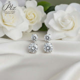 Earrings with 5.6/10CT D Color Round Moissanite 925 Silver Plated White Yellow Gold Ear Stud for Women Fashion Daily Jewely Gift