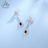 4X6mm Lab Grown Gemstone Earrings Ruby Sapphire Colombia S925 Butterfly Long Earring for Women Fashionable Christmas Party Daily