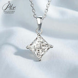 Princess Cut Classic Necklace 1/2/3CT D Color Moissanite S925 Plated White Yellow Rose Gold Chain for Engagement Chrisrmas Charm