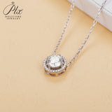 Round Cut 1CT Moissanite 925 Sterling Silver Halo Hollow Pendant Necklace