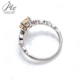 Flower Asscher Cut Champagne Moissanite Ring Women Only Gifts For Festivals And Anniversaries