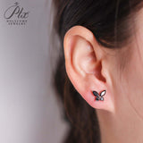 925 Sterling Silver Moissanite Lab Grown Gemstone Marquise Round Butterfly Stud Earrings Banquet Gift