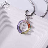 Zircon 925 Sterling Silver Rainbow Coloured Alphabet Necklace Commuting Daily Wear