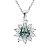 Moissanite Necklace Sunflower Pendant Multicolor Round Cut 1ct Women Wedding Party Engagement Special Gifts Charms Fine Jewelry