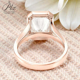 Radiant Cut Ring with 3CT D Color Moissanite Diamond 10k 14k 18K Gold Plated 925 Silver for Women Engagement Wedding Jewely