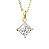 Princess Cut Classic Necklace 1/2/3CT D Color Moissanite S925 Plated White Yellow Rose Gold Chain for Engagement Chrisrmas Charm