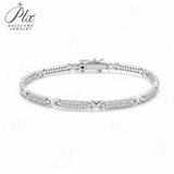 1mm Double-Row Round D-Color Moissanite Tennis Bracelet S925 Silver Plated With Yellow Gold First Choice For Gifting