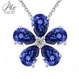 925 Sterling Silver 3EX Cut Pear Moissanite D Color Champagne VVS1 Five-petal Collarbone Necklace– Perfect for Daily Wear