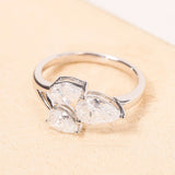 Total 2CT Moissanite Custom Ring Three-Pear Cut D/VVS1 Clarity S925 Silver Sparkling Exquisite Engagement Christmas Gift