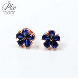 Flower-Shaped Earring Jewelry with Moissanite/Sapphire/Ruby 925 Sterling Silver Plated Screwback Earrings for Women