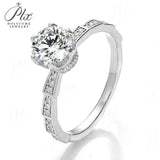 Round Moissanite Half-Eternity Petal Ring Women Only Gifts For Festivals And Anniversaries