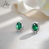 Lab Grown Gemstone Earring 1.7-2CT Oval Ruby Sapphire Colombia With Moissanite S925 Hypoallergenic Earring for Women Girls Gift