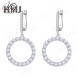 Hoop Earrings 2.6CT D White/Black/Champagne/Vivid blue Round Moissanite S925 Silver Plated for Fishion Party Gift Hypoallergenic