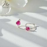 Chubby Triangle Colored Gemstone Earrings with 1.6-2CT Ruby Sapphire Colombia for Women's Gentle Fashionable Jewerly Ear Studs