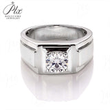 Sterling Silver Round Moissanite Ring for Men Only Gifts For Festivals And Anniversaries