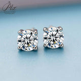 Classic 4 Prongs Setting Round Cut Moissanite Stud Earrings Women Only Gifts For Festivals And Anniversaries