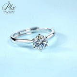 Classic Six Claw Settings Round Moissanite Adjustable Solitaire Ring Women Only Gifts For Festivals And Anniversaries