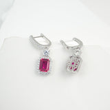 Emerald Cut 2.7-4CT Custom Earrings for Women Lab Grown Gemstones Ruby/Sapphire/Padparadscha Hypoallergenic Christmas Gift