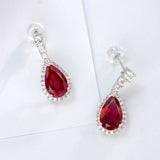 Lab Grown Gemstone Earrings 3.4-5.9CT Pear Ruby Sapphire Colombia Side Moisanite S925 Ear Studs Women Christmas Party Gift