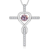 Moissanite Necklace 1CT 6.5mm Heart-Cross Pendant 925 Sterling Silver Women Wedding/Anniversary Special Gift Fine Jewelry Charms